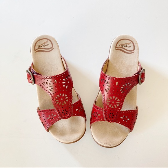 Dansko Shoes Dansko Red Leather Sandals Clogs Poshmark